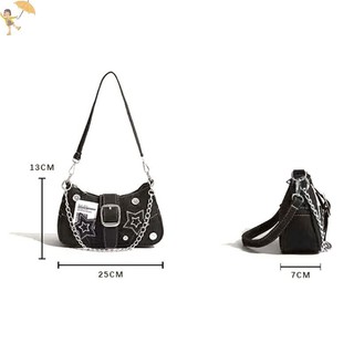 [Gou] Túi xách nữ thời trang Denim Stars Pattern Cool Girls Y2K
