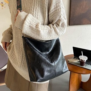 [Gou] Túi đeo vai thời trang nữ màu trơn cổ điển Công suất cao Đơn giản Dây đeo rộng Xô Túi đeo chéo VN