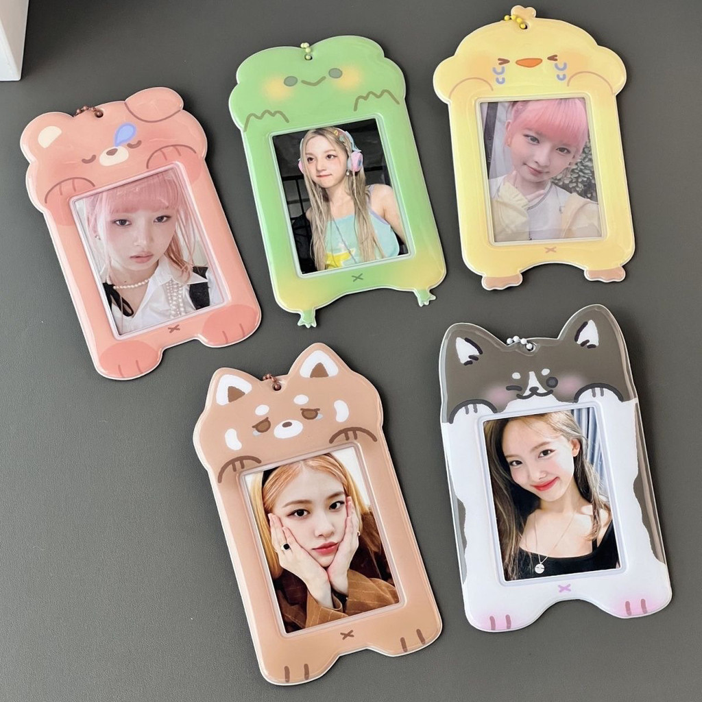Động Vật Dễ Thương PVC Đựng Thẻ Ảnh Aidou Lưu Trữ ID Học Sinh Bảo Vệ Thẻ Thực Phẩm Hiển Thị Mặt Dây Chuyền Đổi Đến 9L0M