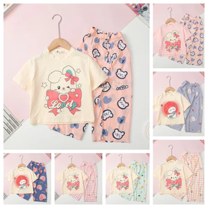 Bộ Bé gái mặc nhà LITIBABY áo cotton, quần dài lanh size 4 đến 14 tuổi
