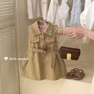Đầm không tay mùa hè mới cho bé gái, thiết kế thời trang, đầm cargo, đầm tank