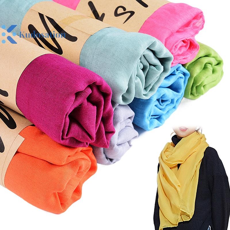 Kudosation Nữ Phong Cách Chống Gió Khăn Choàng Quấn Màu Trơn Cotton Ấm Khăn Quà Tặng Mùa Đông