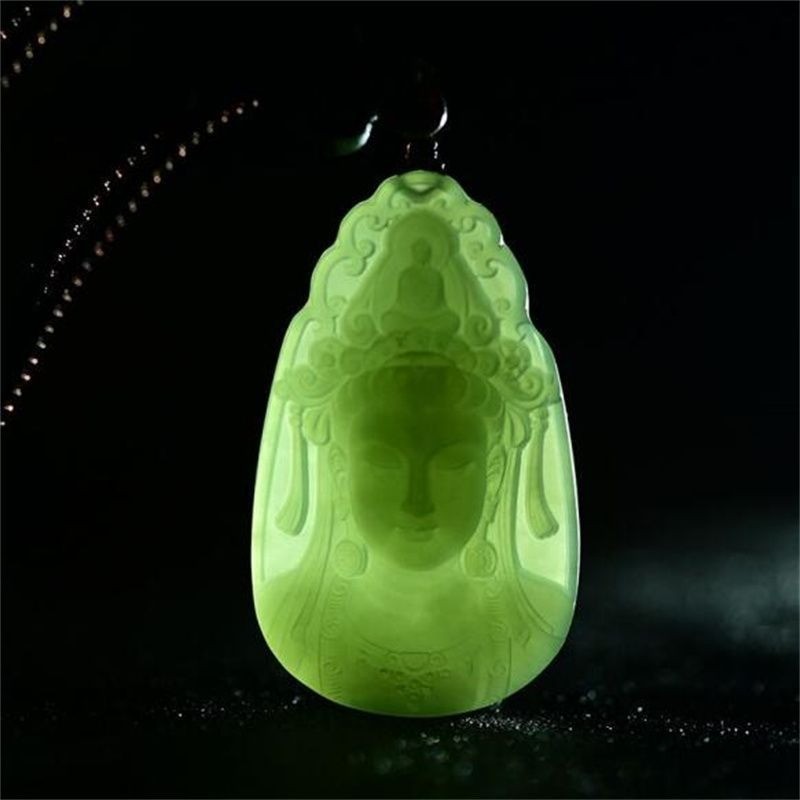 Ngọc Guanyin Mặt Dây Chuyền Nam Xanh Trắng Ngọc Đứng Guanyin Ngọc Thương Hiệu Nam Nữ Ngọc Ánh Sáng Xanh Hồ Ngọc Xanh Mặt Dây Chuyền