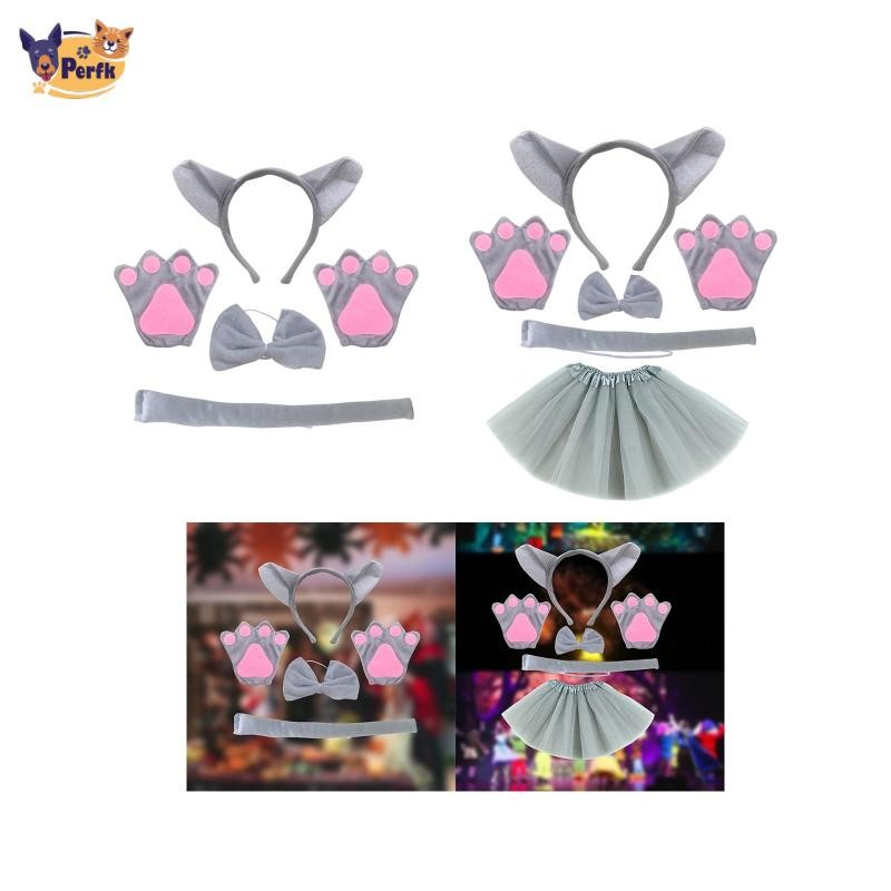 Phụ kiện trang phục sói trẻ em Tai Băng đô Paws Bow Tie Tail cho lễ hội