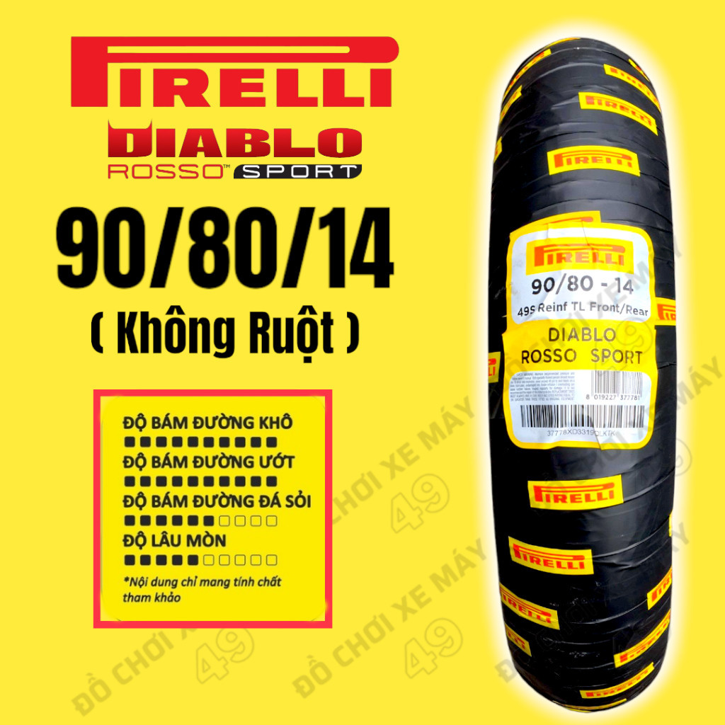Vỏ Lốp Xe Máy Pirelli 90/80/14 Diablo Rosso Sport ( không ruột ...