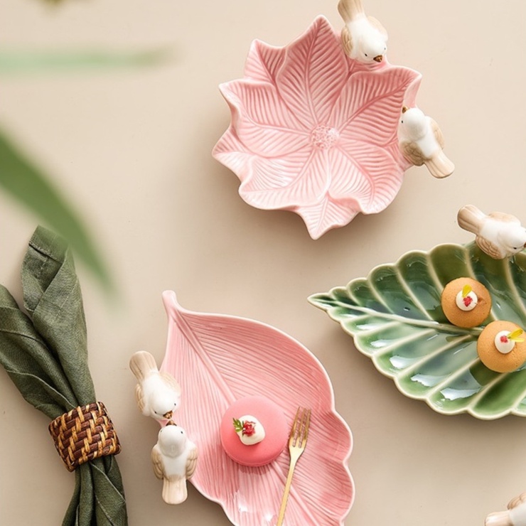 Đĩa Sứ Đức Hóa Hình Đôi Chim Dùng Đựng Trái Cây Đồ Khô Bánh Trên Bàn Trà