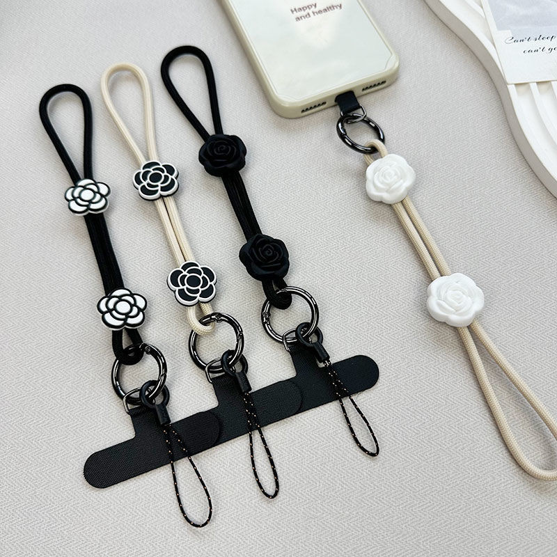 Phụ kiện điện thoại di động Cao cấp Phong cách Chanel Dây buộc điện thoại di động Dây đeo cổ tay ngắn Di động Dây buộc chống sốc Kẹp chắc chắn Móc khóa chống thất lạc Điện thoại di động