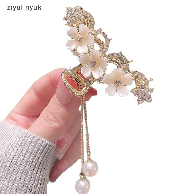 Ziyulinyuk Thanh Lịch -Vỏ Ngọc Trai Hoa Nhài sel Vuốt Kẹp Kim Loại Nữ Trên Mặt Sau EN