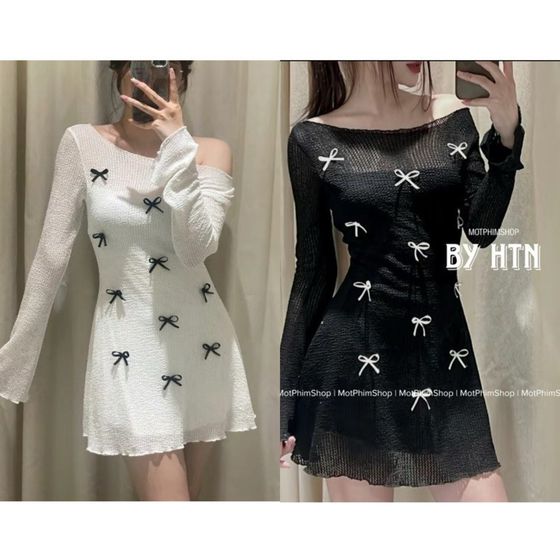 ĐẦM LƯỚI XOÈ ĐÍNH NHIỀU NƠ CHẤT LƯỚI XỐP QC CÓ LÓT A33