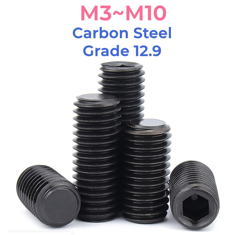 Lớp 12.9 Cường Lực Cao Thép Carbon Đen Lục Giác Lục Giác Lục Giác Ổ Cắm Điểm Phẳng Bộ Vít M3 M4 M5 M6 M8 M10 Cuối Grub Đầu Bu Lông | BigBuy360 - bigbuy360.vn