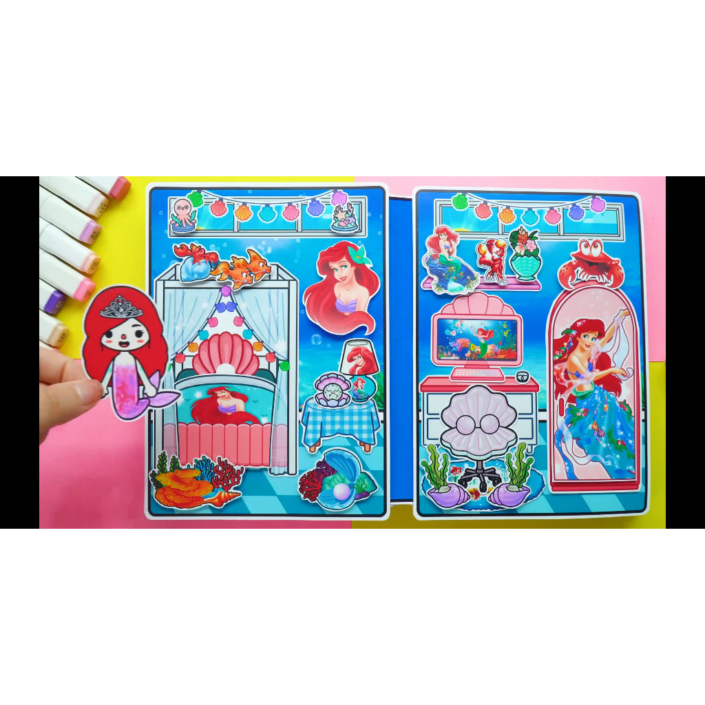 Ngôi nhà của bé Ariel Mermaid Princess House In Quiet Book đồ chơi cho bé gái đồ chơi kuromi cô tiên xanh
