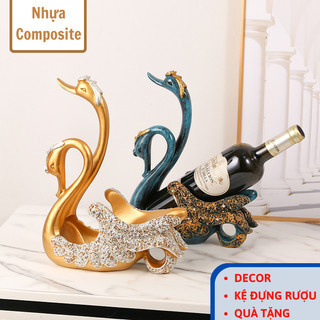 Kệ Đựng Rượu Đôi Thiên Nga Bunnies Giá Đỡ Rượu Vang Sang Trọng, Phụ Kiện Trang Trí Độc Đáo Cho Bàn Quà Tân Gia