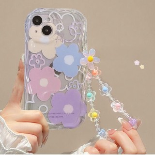 Ốp Lưng Dây Đeo Cổ Tay Hoa Cười Cho Samsung Galaxy A13 A53 A33 A73 A23 A05 A54 A14 A34 A35 A24 A05 A05S A15 A55 A72 Ốp Điện Thoại Viền Cong In 3D