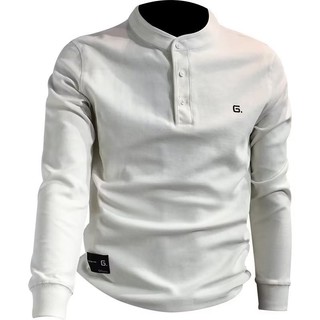 Chaogongfang essentials phong cách Hàn Quốc đơn giản thêu chữ cái dáng rộng giản dị áo sơ mi polo dài tay