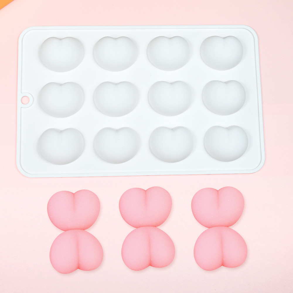 12 Khoang Đào Khuôn Silicon Bánh Ngôi Sao Mousse Khuôn Bánh Hình Trái Tim Chocolate Khuôn Nướng Bánh Silicon- & - &