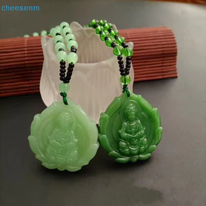 Cheenm Phong Cách Trung Hoa Ngọc Xanh Khắc Tay Guanyin Ngọc Mặt Dây Chuyền Vòng Cổ Phật Giáo Trang Trí Bùa Hộ Mệnh Cho Nữ Người May Mắn Trang Sức Quà Tặng VN