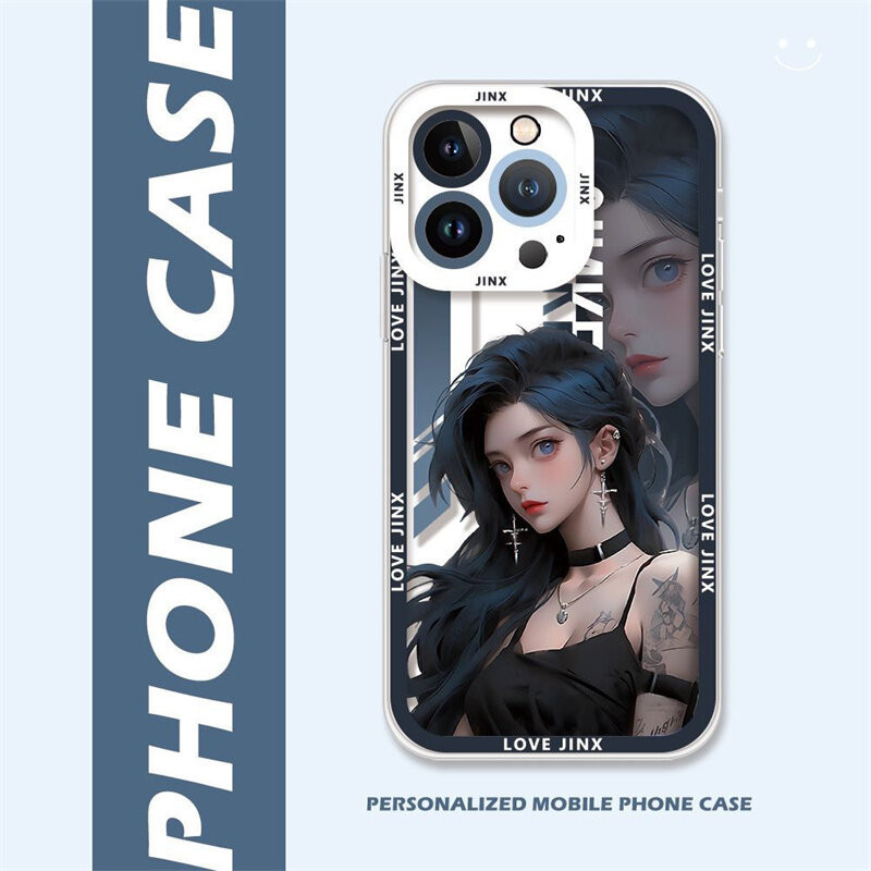 Ốp điện thoại hoạt hình Hot Game League of Legends Jinx Tương thích cho iPhone 11 12 13 14 15 Pro Max PLUS XR X XS Max 8 7 6 6S PLUS 5 5S Vỏ TPU mềm trong suốt Vỏ chống sốc thời trang