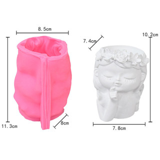 Khuôn Silicon 3D Cô Gái Dễ Thương Chậu Hoa Khuôn DIY Thủ Công Thủ Công Thạch Cao Nến Pha Lê Nhựa Dính Khuôn Cho Trang Trí Nhà