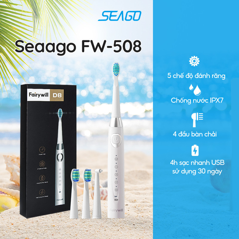 Ảnh Bàn chải điện 5 chế độ |Chế độ rung âm hơn 40000 lần mỗi phút Seago Fairywill 508 1