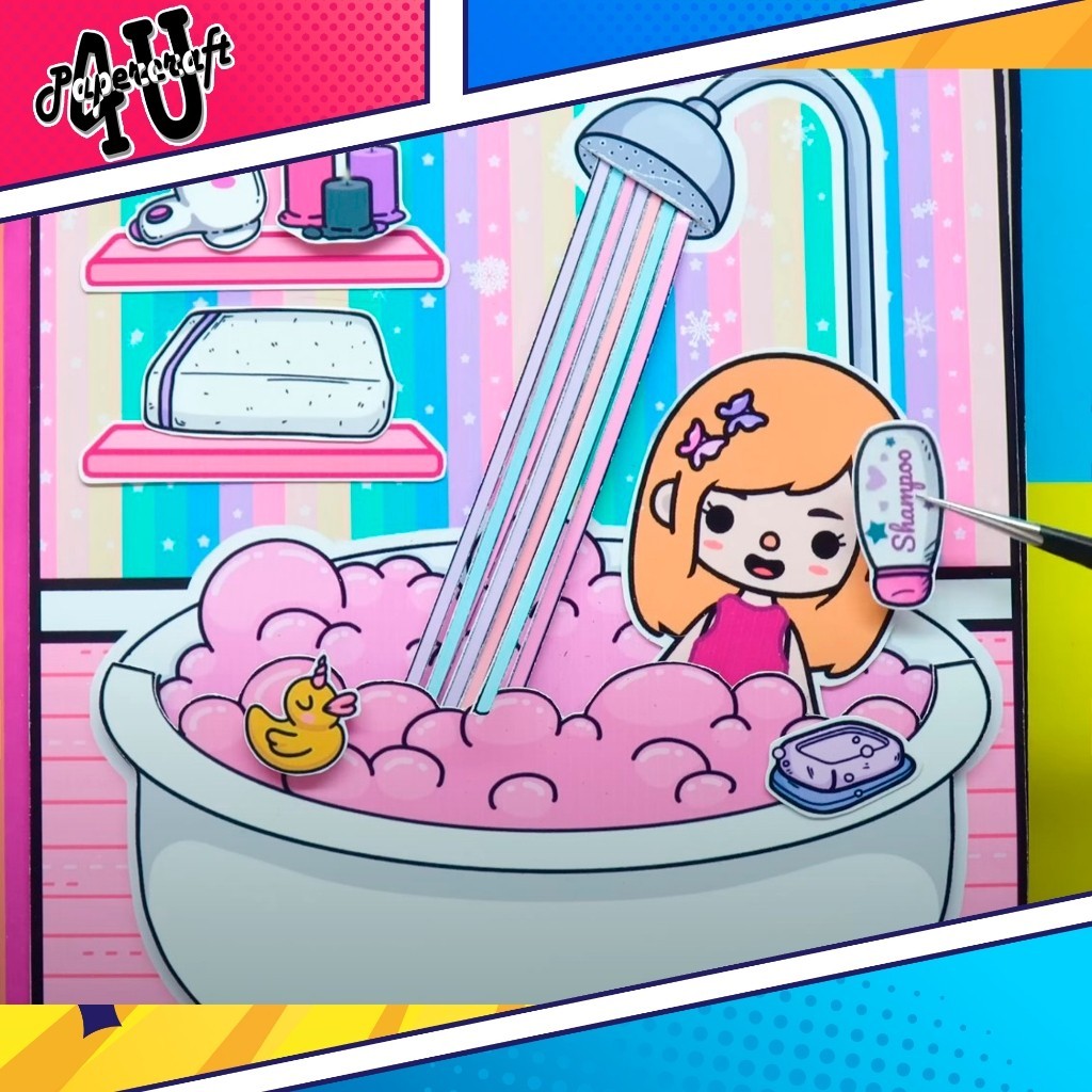 ĐỒ CHƠI NGÔI NHÀ BÚP BÊ GIẤY CẮT THỦ CÔNG DIY - TOCA LIFE WORLD -  MẪU TA24 - RICH & POOL