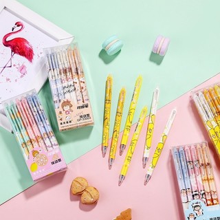 [Mực Xanh] Set 12 Bút Bi Mực Gel Hoạt Hình Ngòi 0,5mm Có Thể Xóa Được, Bút Bi Bấm Văn Phòng - Mẫu 11