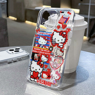 Ốp điện thoại di động thiết kế quái vật hoạt hình Sanrio Hello Kitty cho IPhone 11 15 14 13 Pro Max 12 / 8se 7 Plus XS Chất liệu silicon chống nước và chống sốc Vỏ mới