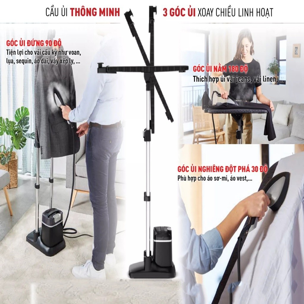 Bàn ủi hơi nước đứng Tefal IXEO Plus QT1510E0 - Thiết kế nhỏ gọn - Bảo hành chính hãng 24 tháng
