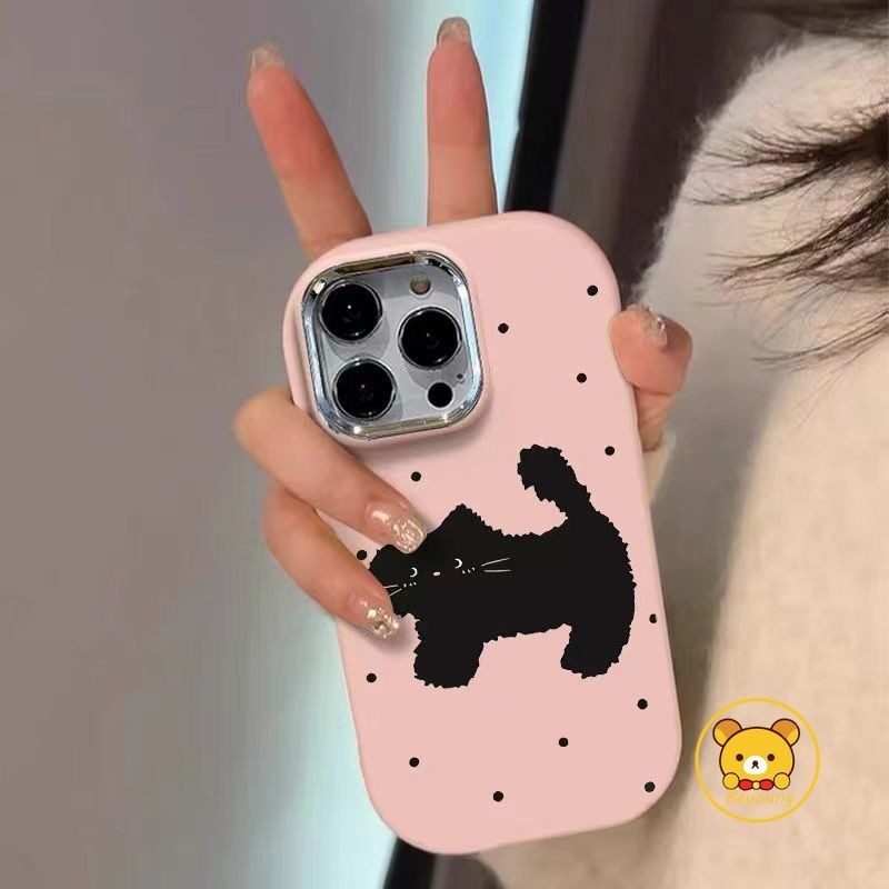 Ốp Lưng Mèo Mờ Ins Style Cho Xiaomi 14 Ultra Pro 13T 12T Pro 13 Lite 13 12 12S Pro 12X Mi 11 Lite 11 10 Pro 10S Vỏ Bảo Vệ Mèo Đen Chấm Bi Full Cover Chống Sốc