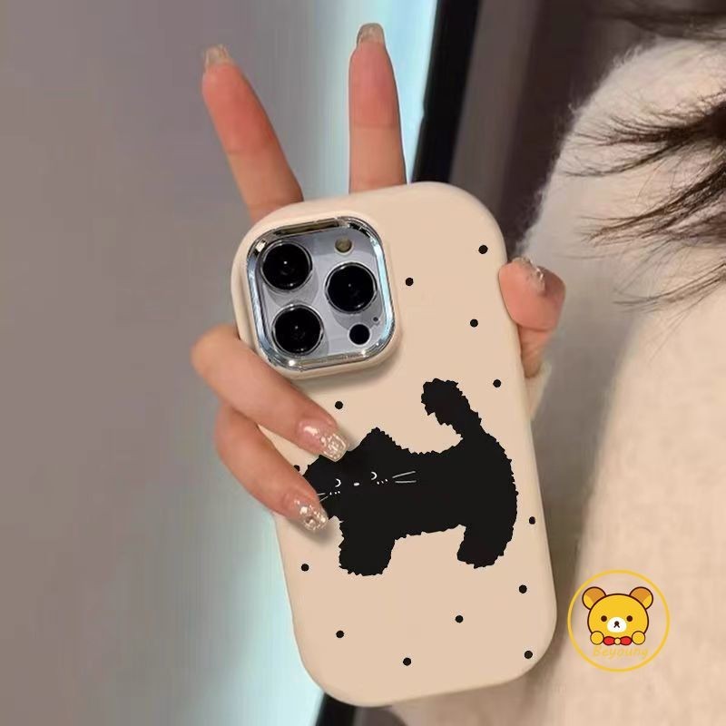 Ốp Lưng Mèo Mờ Ins Style Cho Xiaomi 14 Ultra Pro 13T 12T Pro 13 Lite 13 12 12S Pro 12X Mi 11 Lite 11 10 Pro 10S Vỏ Bảo Vệ Mèo Đen Chấm Bi Full Cover Chống Sốc