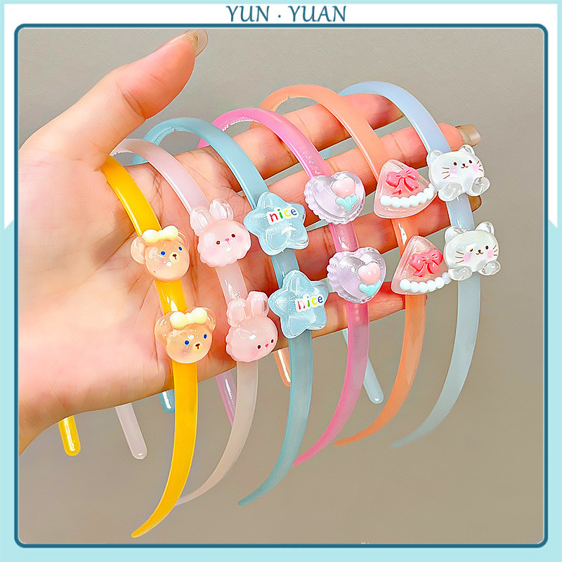 Yunyuan băng đô tóc nữ gấu trúc hoạt hình acrylic màu thạch mùa hè, chống trượt, phụ kiện tóc