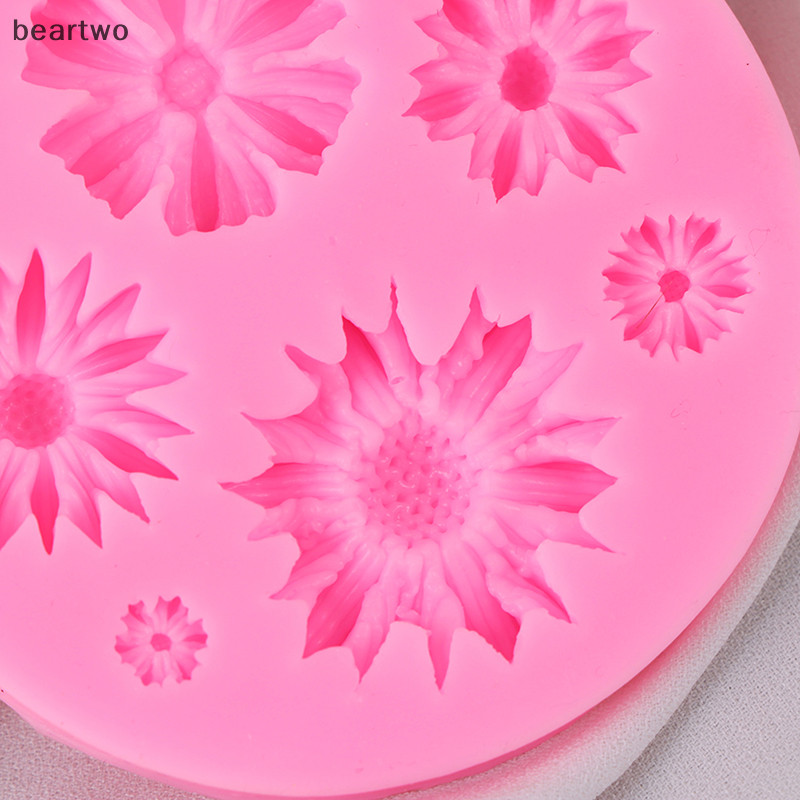 < Beartwo > Cánh hoa hướng dương 3D Khuôn silicon dập nổi Công cụ trang trí bánh kẹo mềm Đẹp