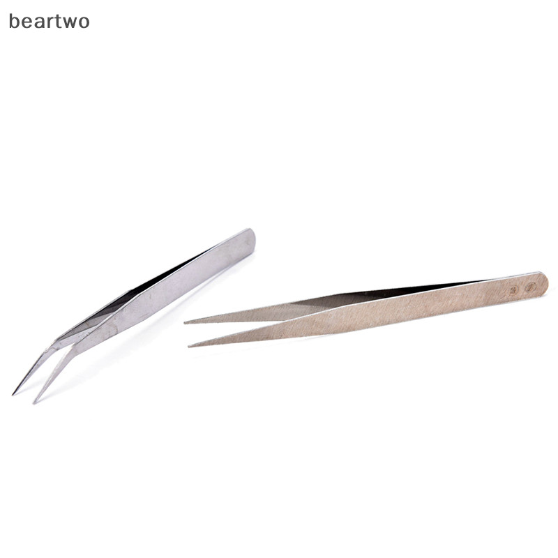 < Beartwo > 2 Nhíp El thẳng bằng thép không gỉ Dụng cụ trang điểm móc chắp vá Đẹp
