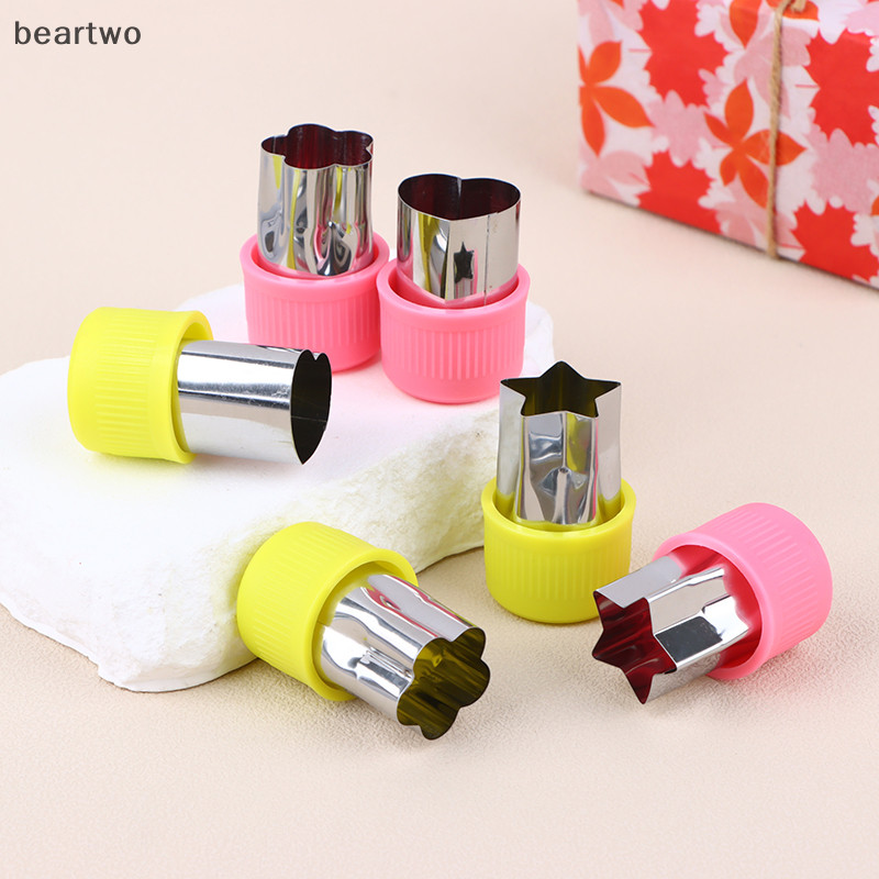 < Beartwo > 3 Cái / bộ Hình Trái Tim Ngôi Sao Hoa Cắt Rau Củ Tay Cầm Bằng Nhựa Di Động Thép Không Gỉ Cắt Trái Cây Tiện Ích Nhà Bếp Đẹp