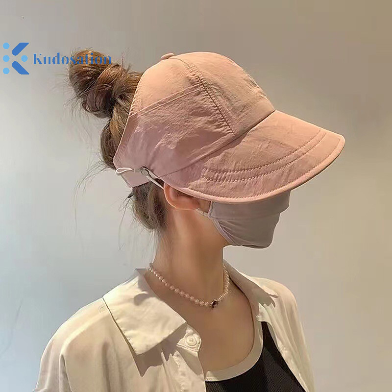 Kudosation Có Thể Gập Lại Vành Rộng Đuôi Ngựa Mũ Chống Nắng Dây Rút Có Thể Điều Chỉnh Cho Nữ Đi Biển Mũ Mùa Hè Nhanh Khô Tấm Che Người Cá