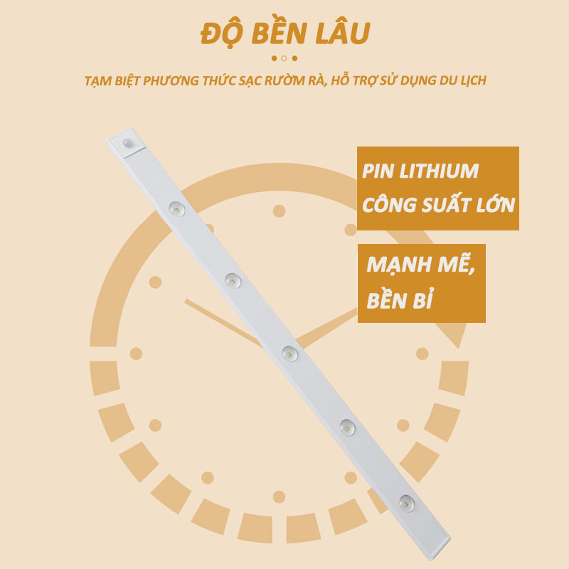 Đèn LED trang trí，Có thể điều chỉnh độ sáng，tủ quần áo siêu sáng siêu mỏng dung lượng pin cao，Công tắc cảm biến