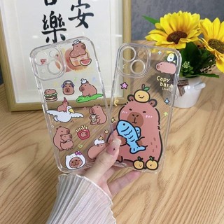 Ốp Lưng Cặp Đôi Capybara Ngộ nghĩnh Cho Samsung Galaxy S24 S23 S22 S21 Plus Ultra S23FE Hoạt Hình Dễ Thương Trong Suốt TPU Mắt Thiên Thần Vỏ Điện Thoại Mềm