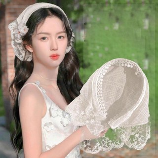 Khăn quàng cổ và dây buộc tóc sao hoa dạng nơ, màu sắc đơn giản cho bé gái