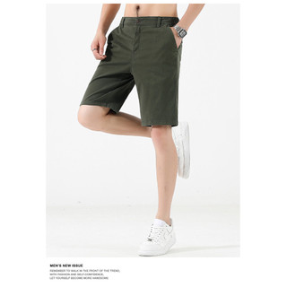 Mùa hè Phong Cách Mới Cotton Quần Short Nam Âu Mỹ Thẳng Slim-fit Quần Năm Điểm Size Lớn Màu Trơn Quần Áo Nam