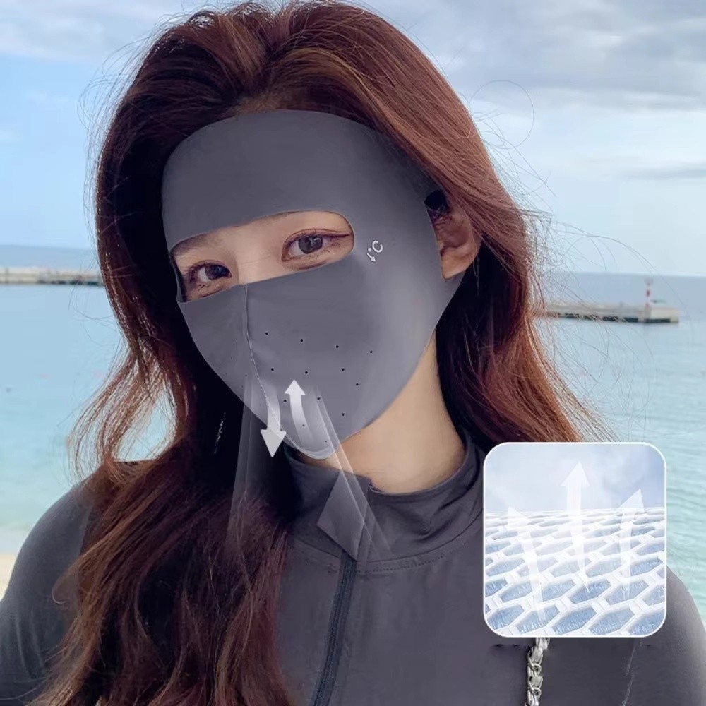 Ảnh Mặt Nạ Che Nắng Toàn Mặt Ice Silk Traceless Thoáng Khí Chống Nắng Che Chắn Tia UV Mặt Nạ Thể Thao Cưỡi Ngựa Ngoài Trời *KÍNH 3