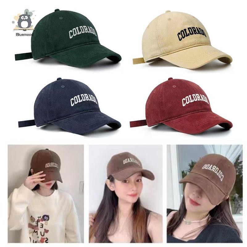 [Bluemood] Bóng chày Cotton mềm thêu trơn cho nam và nữ Mũ Hip Hop có thể điều chỉnh thông thường Snapback Mũ chống nắng ngoài trời mới