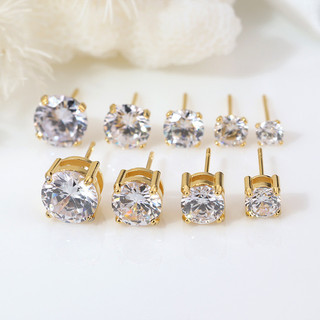 Bông tai mạ vàng 18k Bông tai xuyên kim cương đơn thời trang Cubic Zircon dành cho nữ Cô gái