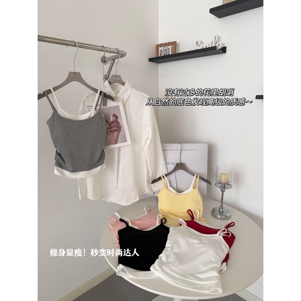 F Giả Hai Mảnh Nhỏ Camisole Nữ Có Miếng Lót Ngực Quần Lót Lưng Đẹp