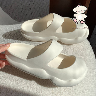 Xixitiao Phong Cách Mới Đơn Giản Màu Trơn Đế Mềm Dép Nữ Xuân Hè Phiên Bản Hàn Quốc Thời Trang Phong Cách Retro Mary Jane Baotou Giày Đi Biển