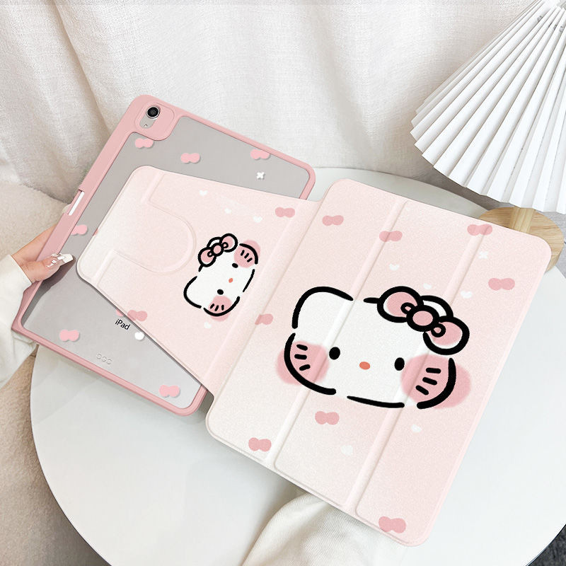 Ốp lưng máy tính bảng xoay 360 độ cho iPad 2024air6 11inch gen6 air1 2 air5 10.9 gen5 gen8 gen7 mini6 2022pro11 2018pro air3 gen9 10.2 generation10th air4 Vỏ bảo vệ mèo hoạt hình