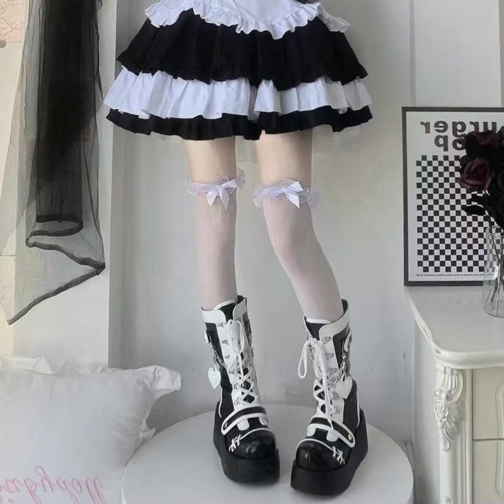 Giày Bốt Đế Dày Phong Cách Mới Punk Xe Máy Đế Dày Giữa Ống Giày Nữ Châu Âu Mỹ Dễ Thương Hot Girl Xe Máy Giày