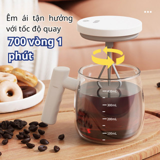 CỐC TỰ KHUẤY THÔNG MINH 400ML công suất 700v/phút Cốc xoay di động pha trà pha sữa kèm sạc NGÓI HOME - CD02