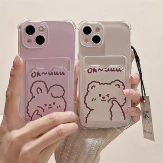 Ốp Lưng Cho Samsung Galaxy A35 A34 A55 A54 A53 A52 A51 A73 A72 A71 S24 S23 S22 S21 Plus Ultra S21FE S23FE S20FE LINE Dễ Thương Gấu Thỏ Đựng Thẻ Ảnh Ví Điện Thoại