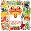Bộ Bộ Combo 50 Sticker Hình RỒNG KUTE | Decal Phản Quang 7 Màu Halogram | Chống Nước | MS: 000161