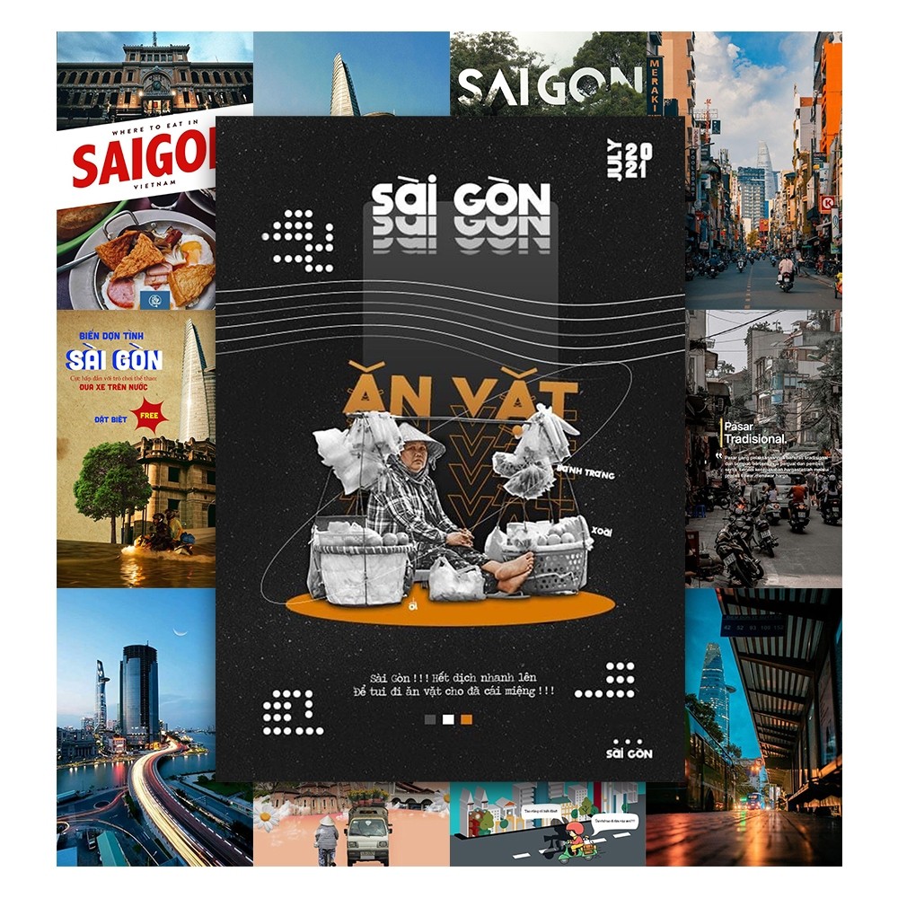 [Giấy] A4 In Màu - Set 50 Tờ Poster Giấy Dán Tường - HÌNH POSTER SÀI GÒN - Decor Trang Trí Nhà | MS: 111563
