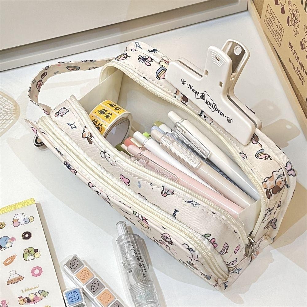 Bút chì HIGHVIEWLS, Túi đựng bút hình con chó con / voi nhiều lớp, Hộp bút chì di động dung tích lớn chất lượng cao Quà tặng học sinh